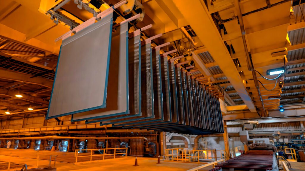 Copper plates in a copper production plant 